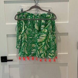 Lilly Pulitzer Green and White Skort Set with Orange Accents